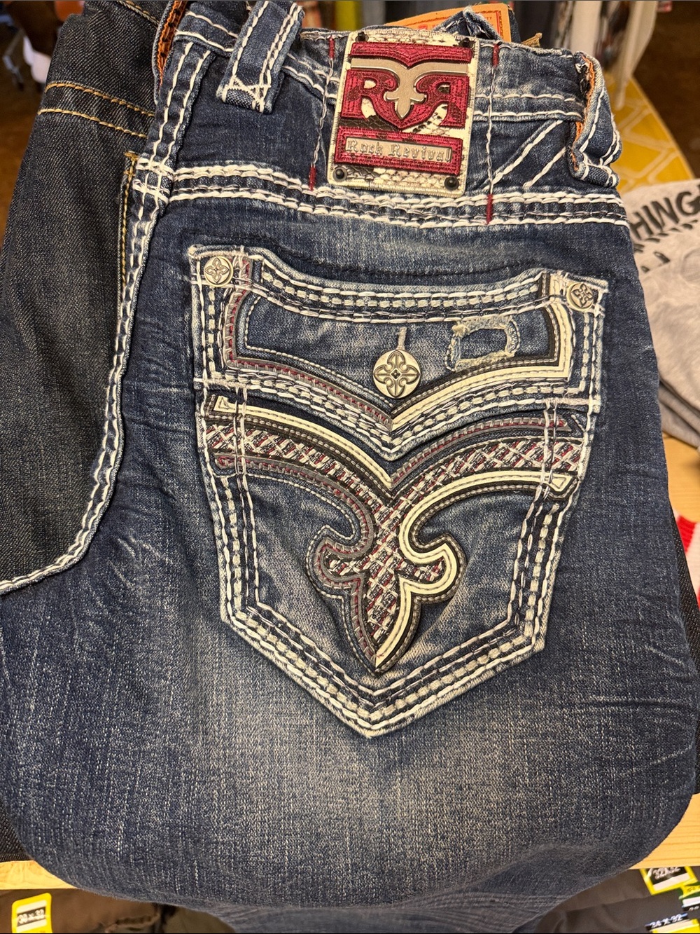 Rock Revival Women's Dark Blue Embroidered Bootcut Jeans